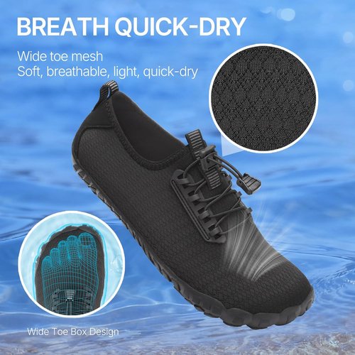 ATHMILE Water Shoes - Quick Dry Aqua Barefoot Shoes for Men & Women | Non-Slip Rubber Sole, Wide Toe Box