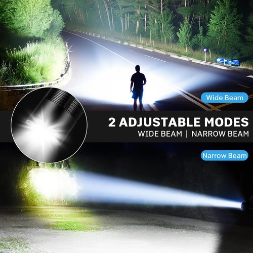 Kmivo Rechargeable LED Flashlights High Lumens - 10,000LM Super Bright Flash Light with 6 Modes, Powerful Handheld Linternas for Home, Camping（2 Packs）