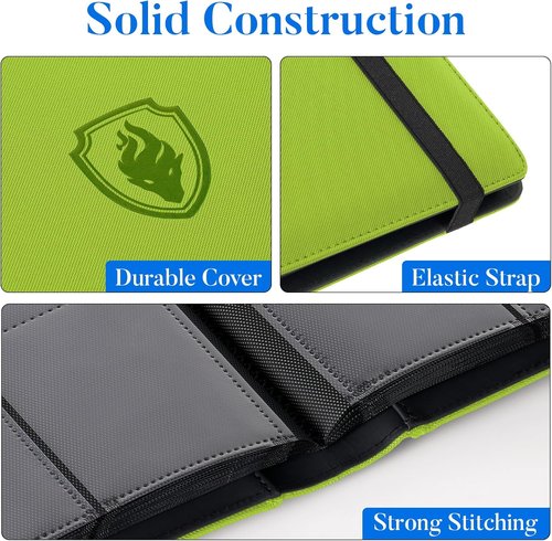 Fabmaker Premium 9 Pocket Card Binder - Sturdy Collection Album for 540 Cards | Sleek Green Design