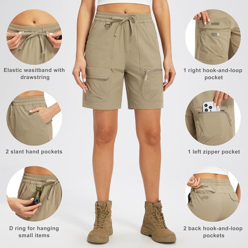 Libin Women's Hiking Shorts - Lightweight Quick-Dry Cargo Shorts for Casual Travel | Water-Resistant