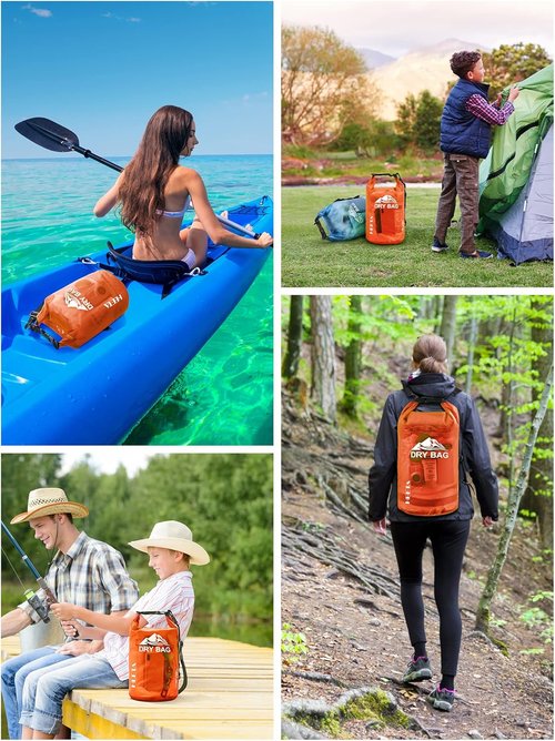 HEETA Waterproof Dry Bag - Lightweight Roll Top Storage Backpack with Phone Case | 5L/10L/20L/30L/40L Options for Travel, Swimming, and Camping