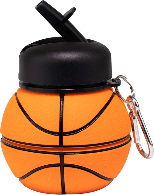 Maccabi Art Clip-On Silicone Basketball Water Bottle - BPA-Free, 18 Oz for Kids