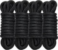Premium Marine-Grade Dock Lines by [Brand Name] - 4 Pack 1/2" x 15’ Double Braided Nylon with 12" Eyelet - Black