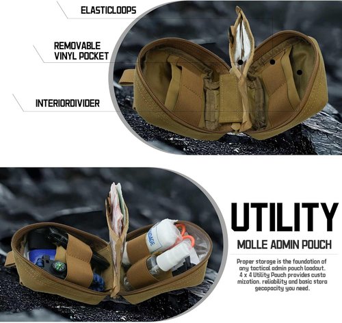 2 Pack Tactical Molle Mini Admin Pouches by [Brand Name] - Durable 1000D EDC Waist Belt Bags