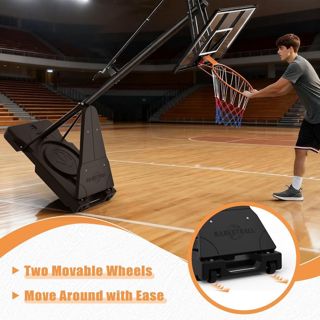 PIZZELLO Basketball Hoop - Adjustable 44/52 Inch Shatterproof Backboard | Portable for Kids & Adults