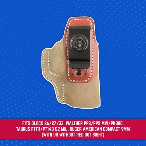 Desantis Transit Gun Holster, Versatile IWB Holster, Made of Kydex and Premium Leather, Fits Glock 26; 27; Walther PPS; PPS M2; PK380; Taurus PT111; PT140 G2 MIL Guns, Unisex, Ambidextrous