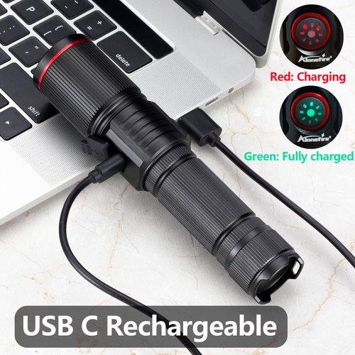 ALONEFIRE SV96 RGBW Multi-Color LED Flashlight USB-C Rechargeable Zoomable Red Green Blue White Light for Astronomy Hunting with Battery