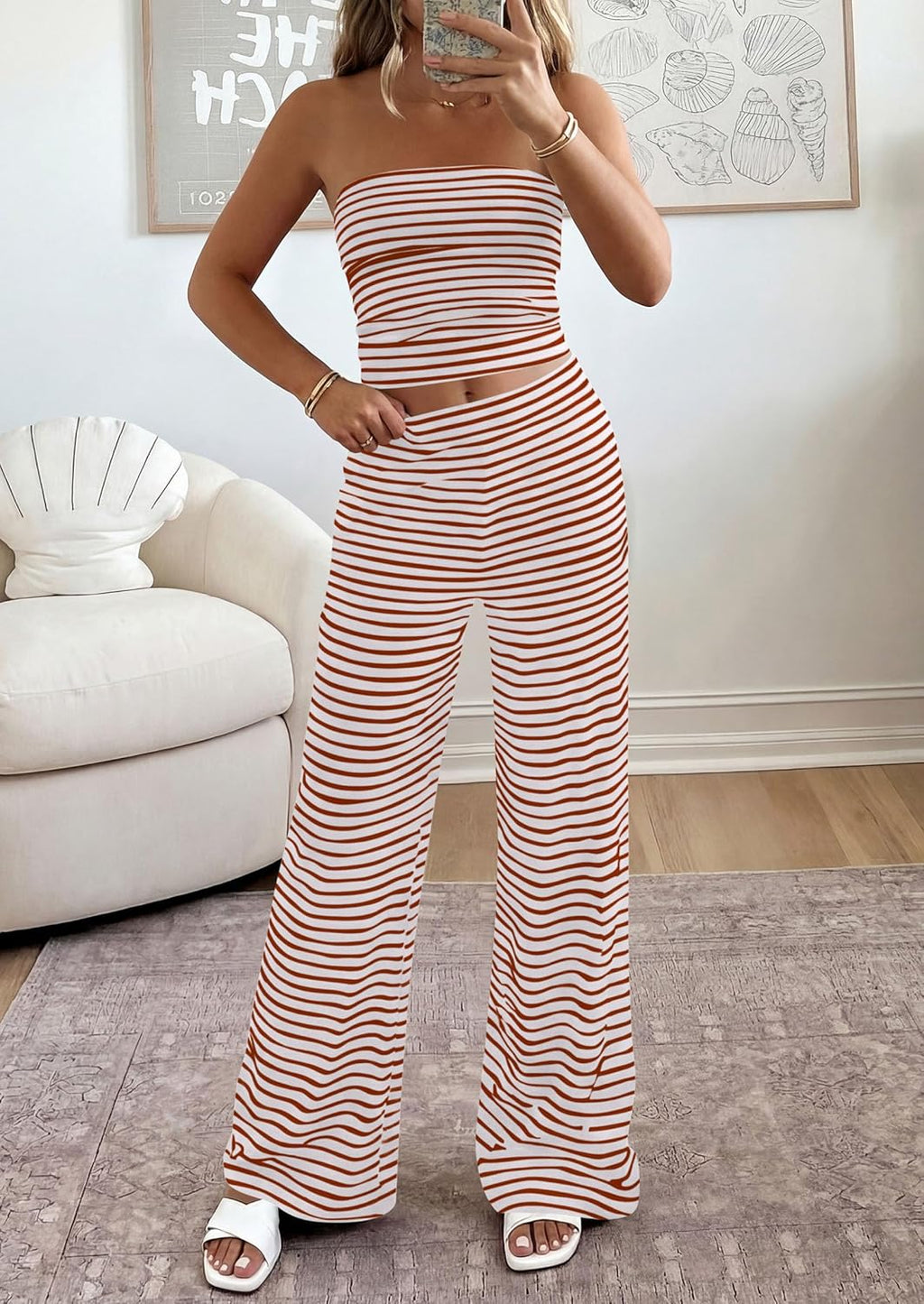 PrettyGarden Two-Piece Striped Set - Stylish Summer Travel Outfit for Women | Y2K Loungewear