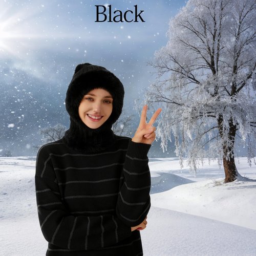 3 in 1 Beanie Hat for Women,Beanie Hat with Scarf and Mask,Knitted Ski Scarf and Mask Set,Womens Knit Beanie Hats