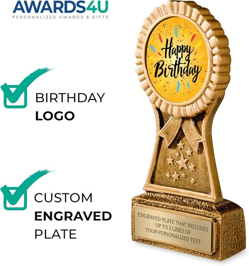 Awards4U Birthday Trophy - Personalized Engraved Award for Kids & Adults | Custom Text for Birthday Celebrations