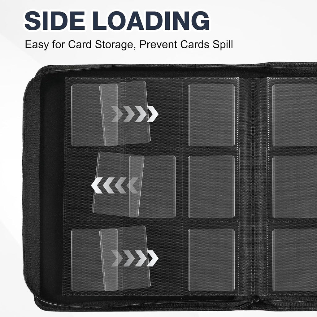 Skiennix Toploader Binder - Holds 360 Cards | Includes 100 Toploaders - 9-Pocket PU Cover for TCG & Sports Cards