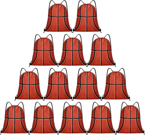 Grneric 14 Pcs Basketball Drawstring Bags - Perfect Party Favors for Sports Teams & Birthdays
