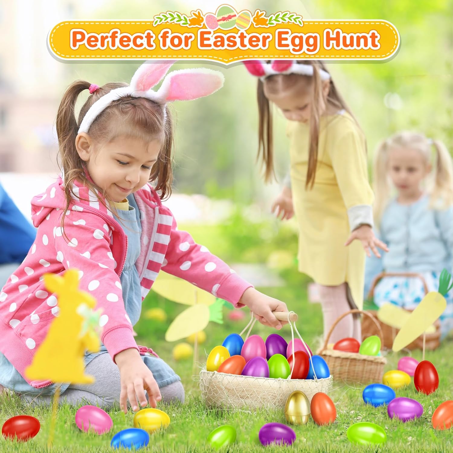SpringFlower Colorful 2.3” Unfilled Easter Eggs - 60 Pack Plus 1 Golden Egg for Candy & Treats