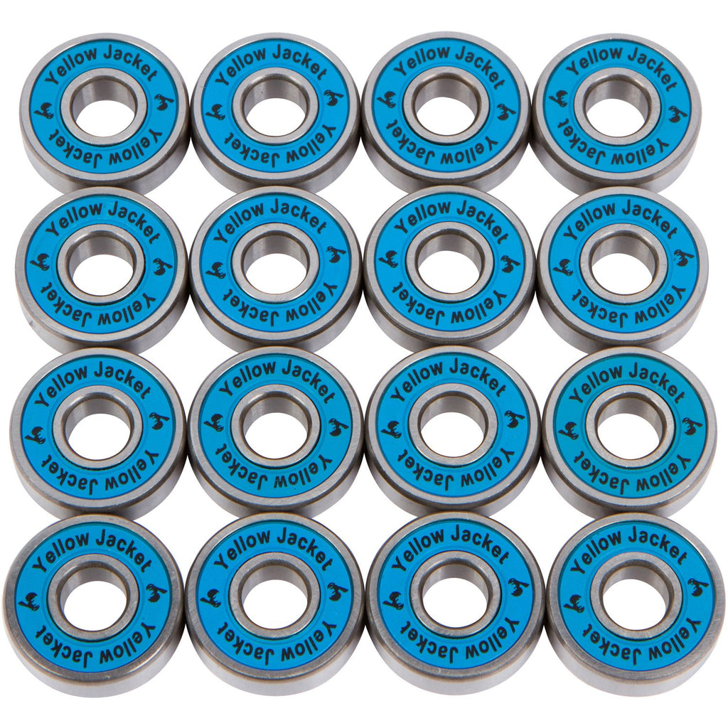 Yellow Jacket Premium Inline Skate Bearings, Roller Skate Bearings, 608, ABEC 9, Bomber Blue (Pack of 16)
