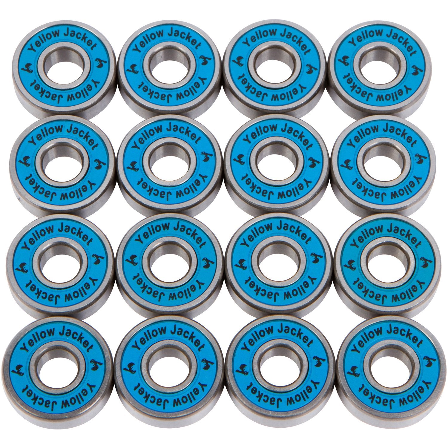 Yellow Jacket Premium Inline Skate Bearings, Roller Skate Bearings, 608, ABEC 9, Bomber Blue (Pack of 16)