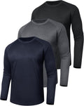 Skiennix Men's Long Sleeve Shirts - Quick Dry UV Protection T-Shirts for Fishing & Gym | 3 Pack