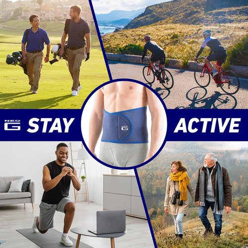 Neo-G Waist/Back Brace - Support For Muscle Spasm, Strains, Arthritis, Injury Recovery, Rehabilitation - Power Straps For Adjustable Compression - Class 1 Medical Device - One Size - Blue