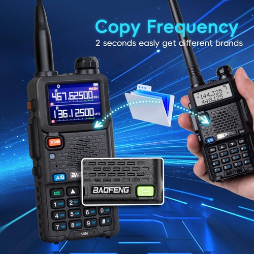BAOFENG 5RM 10W Ham Radio Handheld Long Range, (4PCS Batteries) Portable Two Way Radio,999CH,Frequency Copy,NOAA Weather,Walkie Talkies for Adults UV-5R with Speaker Mic,Programming Cable,2 Pack