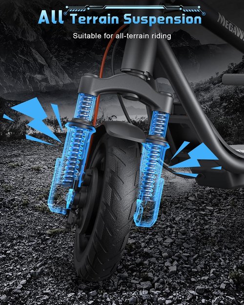 MEGAWHEELS Electric Scooter - Foldable Design with Suspension, 15MPH Max Speed, 8.5/10in Tires | Up to 31 Miles Range
