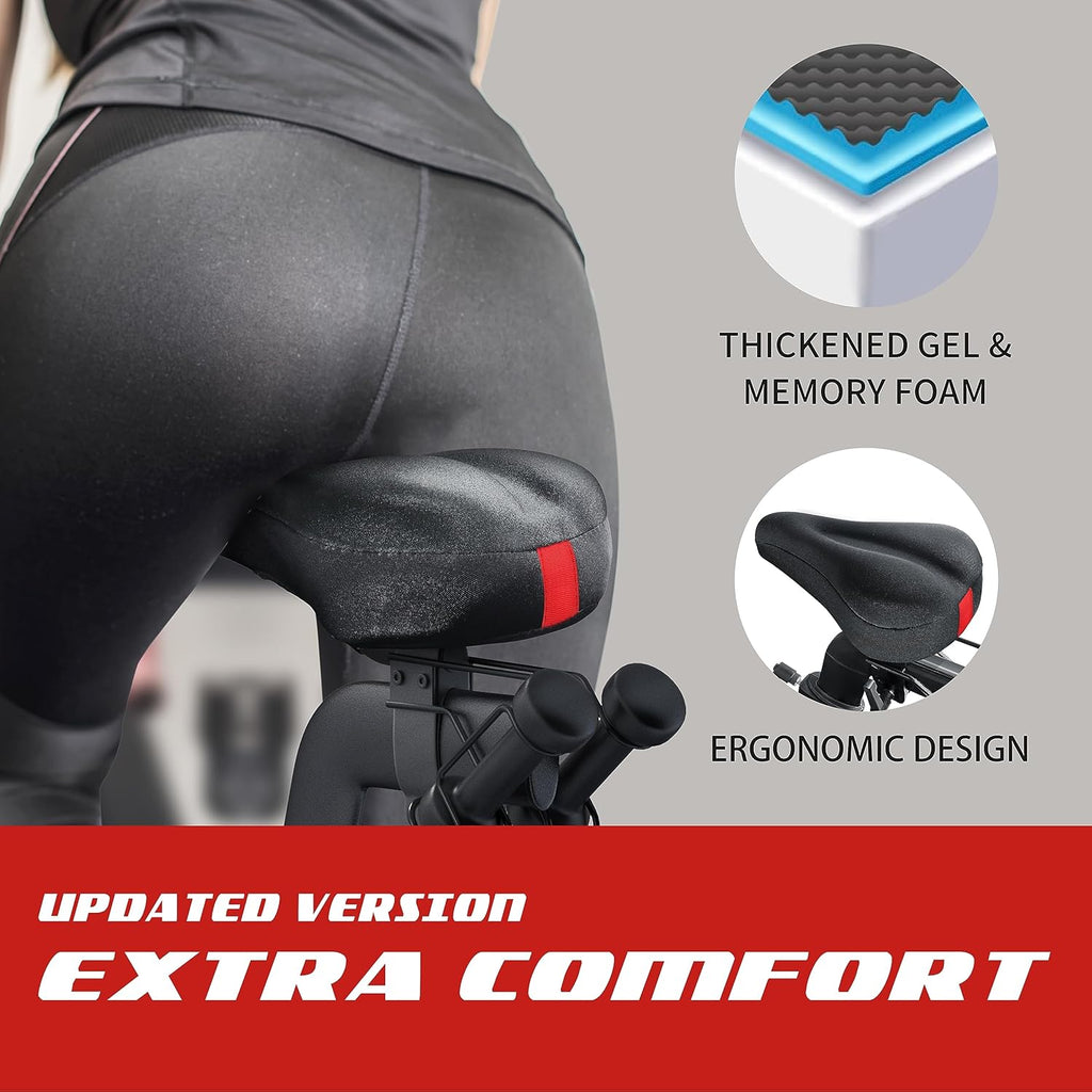 Peloton Bike Seat Cushion - Gel Bicycle Seat Cover for Ultimate Comfort | Extra Padded Memory Foam, 11”x7”