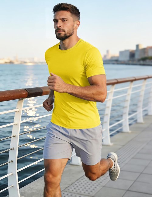 MAGCOMSEN Men's UPF 50+ Quick-Dry Athletic T-Shirt - Ideal for Running & Swimming, Comfortable Fit