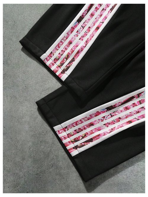SOLY HUX Men's Baggy Sweatpants Y2k Striped Side Drawstring Elastic Waist Wide Leg Pants Streetwear Black Striped Medium