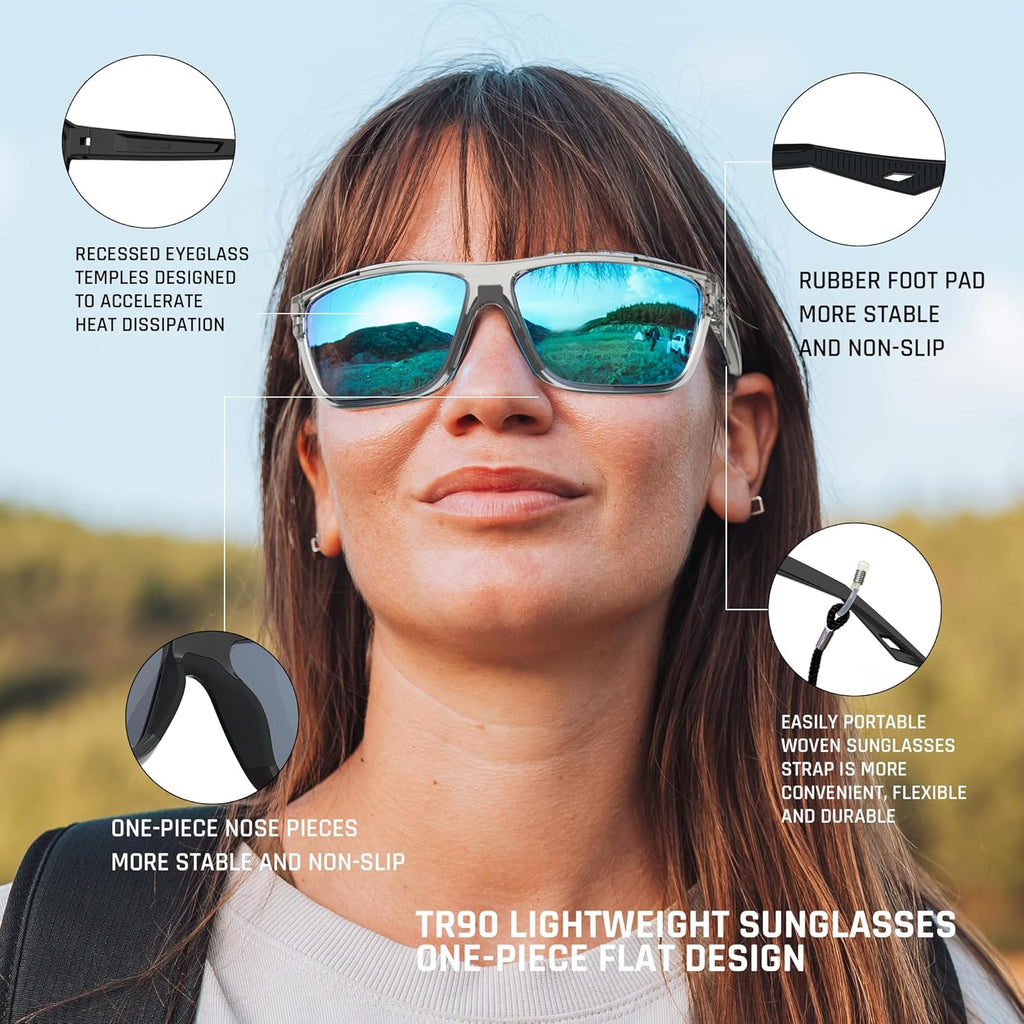 TOREGE Polarized Sports Sunglasses - UV Protection & Lightweight Design for Fishing & Golfing