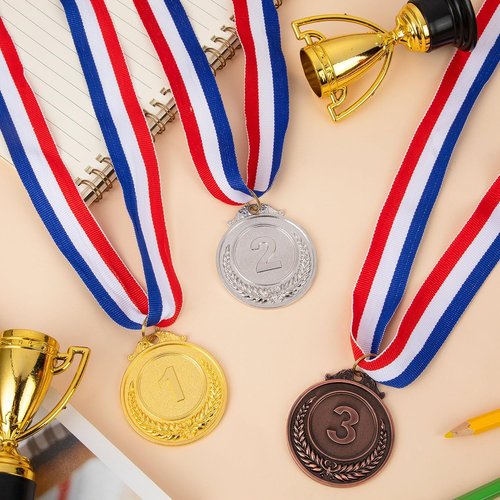 Gold, Silver & Bronze Medals - 15Pcs Award Set for Competitions, Sports Events & Celebrations