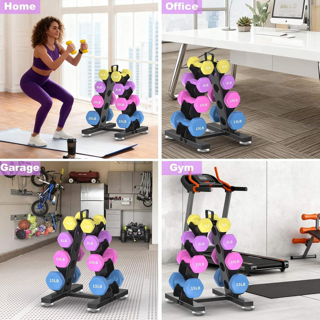TomCare 6-Tier Dumbbell Rack - A-Frame Weight Storage Stand for Home Gym | Durable Metal Design
