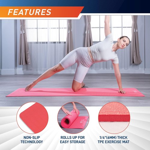 Circuit Fitness by Marcy Non-Slip Yoga Mats - Multi-Purpose, Thick & Colorful with Carrying Strap