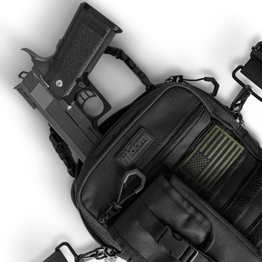 Fitdom Small Tactical Messenger Bag For Men & Women With Gun Holder. This Concealed Carry Bag with Pistol Handgun Holster EDC Has Multiple Ways to Carry as Sling, Shoulder, Crossbody & Side Bag