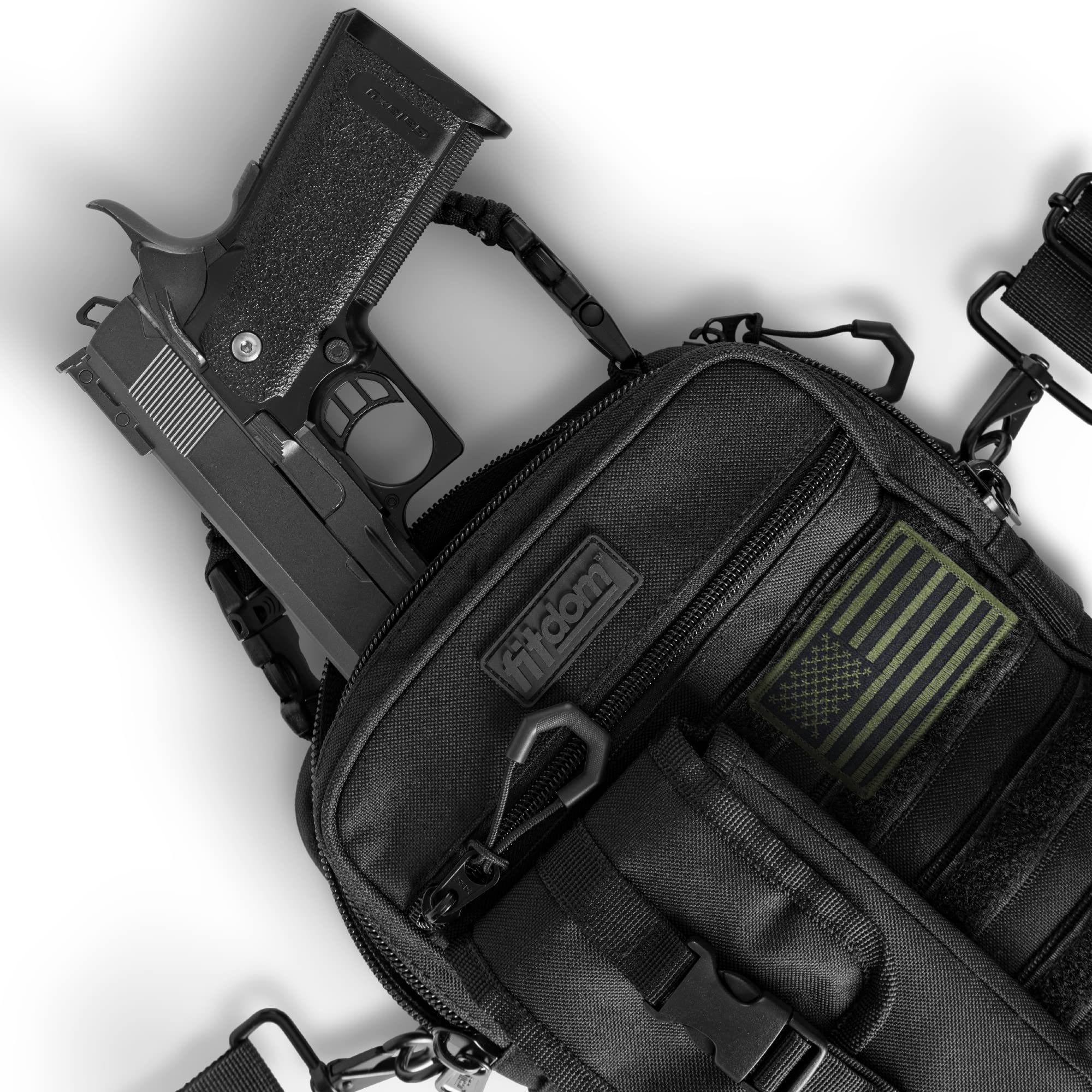 Fitdom Small Tactical Messenger Bag For Men & Women With Gun Holder. This Concealed Carry Bag with Pistol Handgun Holster EDC Has Multiple Ways to Carry as Sling, Shoulder, Crossbody & Side Bag