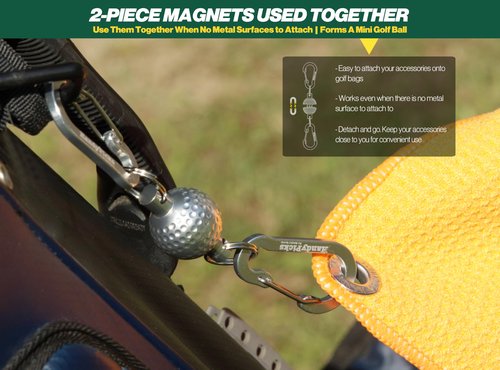 Handy Picks Magnetic Golf Towel Clip – Patented Mini Golf Ball Design – Convert Any Golf Towel with Eyelet into Magnetic Towel – Strong Magnet Holder for Cart, Bag & Clubs
