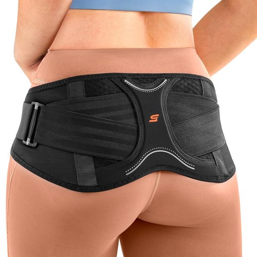 SueStar Sacroiliac Belt with Removable 3D Pressure, Hip Brace for SI Joints Pain, Lower Back Pain and Sciatica Nerve Relief, Anti-slip Si Joint Belt for Women,Gery.S/M
