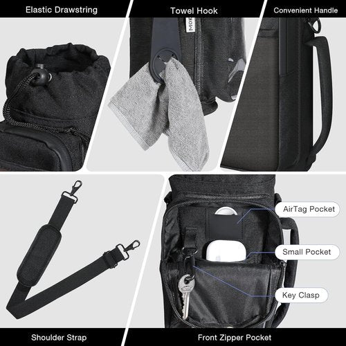 MoKo Magnetic Gym Bag - Water Bottle Holder with Clear Phone Pouch | Built-in 4 Magnets, Black