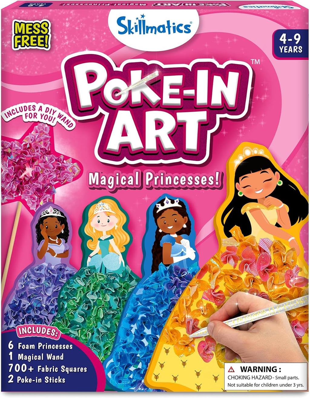 Skillmatics Poke-In Art - Magical Princesses DIY Wood Craft Kit for Kids Ages 4-9 | Mess-Free Creative Fun