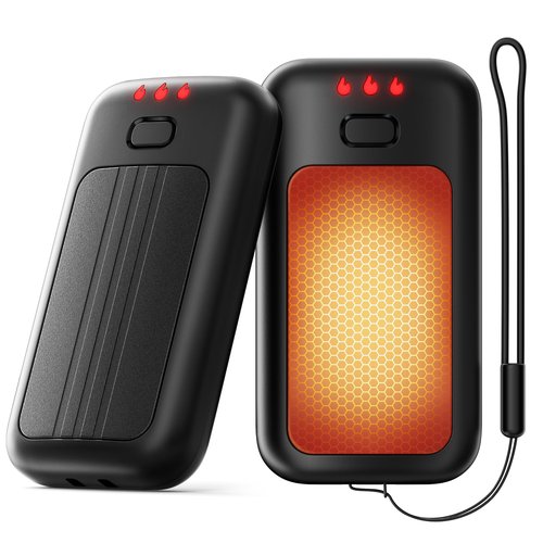 Hand Warmers, 2 Pack Rechargeable Hand Warmer, Pocket Heating Electric Hot Hands Handwarmers, Camping Hunting Gear, Gifts for Women, Men, Christmas, Golf, Portable Outdoor Heater (Black)