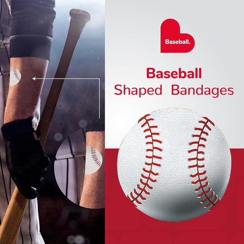 BioSwiss Baseball Shaped Bandages - Latex Free & Sterile Wound Care | 24 Count Set