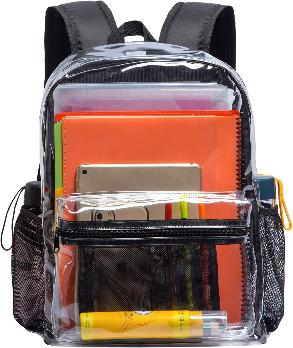 Vorspack Clear Backpack | Heavy-Duty Transparent Design for College & Workplace - 2 Pack Black