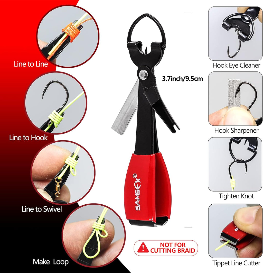 SAMSFX Fishing Knot Tying Tool - Multifunctional Fly Fishing Nippers for Quick Knot Tying | Durable Fishing Clippers