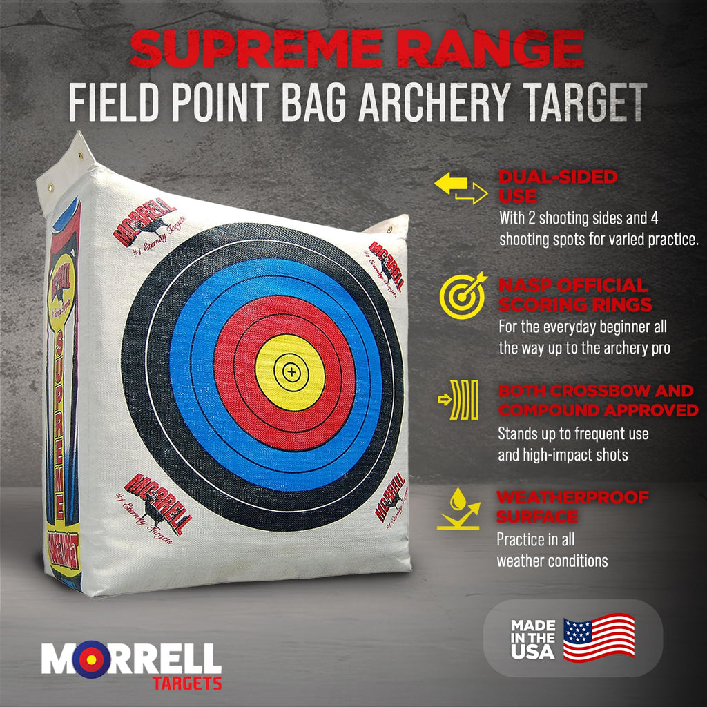 Morrell 4 Pack Weatheprroof Supreme Range Adult Field Point Archery Bag Target with NASP Scoring Rings, Nucleus Center, and IFS Technology, White