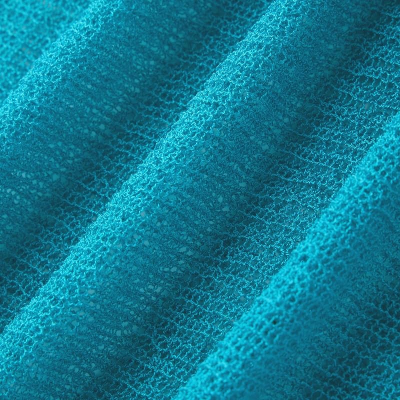 Blue One Size Women See-Through Crochet Mesh Poncho Top Beach Cover-Up