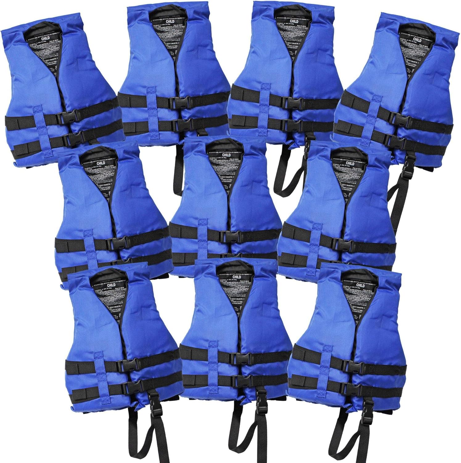 Unbranded Life Jacket - Coast Guard Approved Type III PFD Flotation Vest for Kayaking & Water Sports | 10 Pack