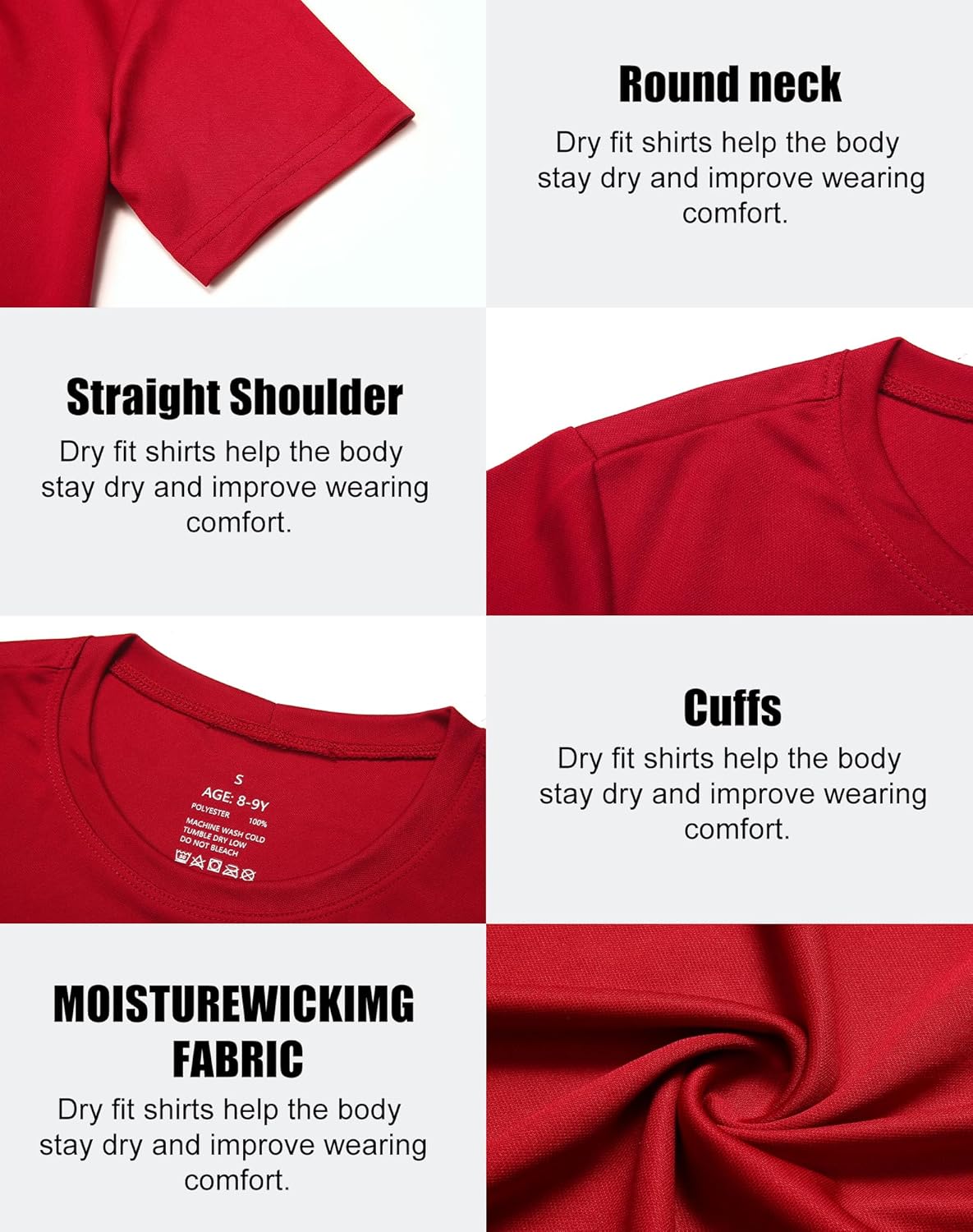 Skiennix Boys Athletic Shirt - Quick Dry Short Sleeve Performance Tee for Youth