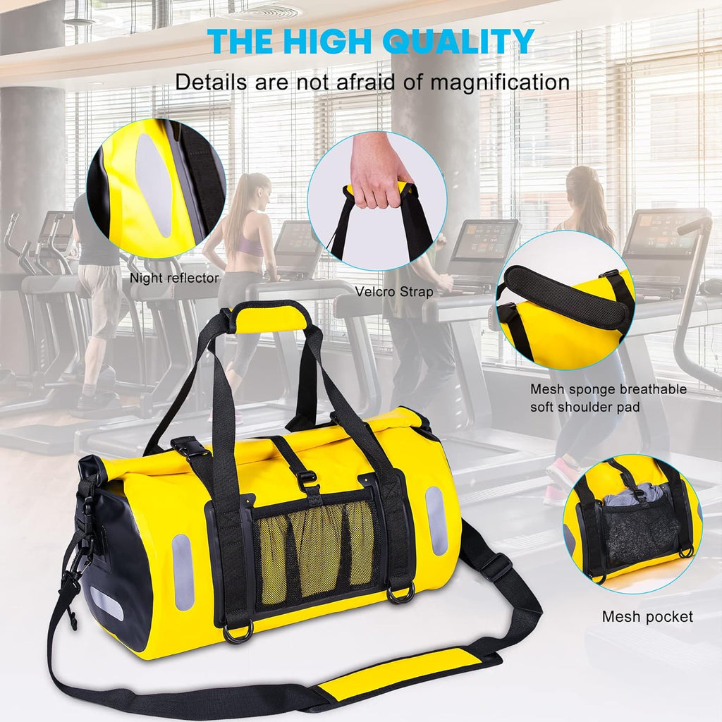 WILD HEART Waterproof Duffel Bag - Durable 20L/30L/40L with Welded Seams & Mesh Pocket for Outdoor Adventures