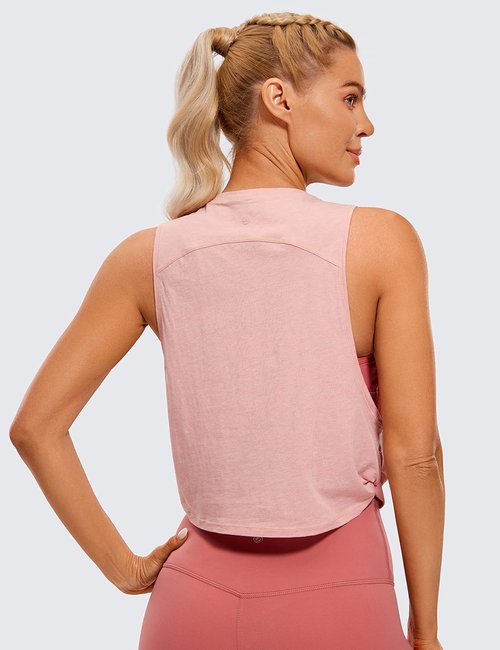CRZ YOGA Pima Cotton Tank Tops for Women - Loose Sleeveless Athletic Crop Shirts | Perfect for Yoga & Gym