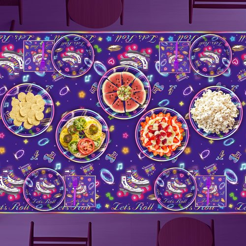FVEOCR 160 Pack Roller Skating Party Supplies Let's Roll Birthday Supplies Roller Skate Party Tableware Set for Roll Themed Skating Party Decorations Serves 40