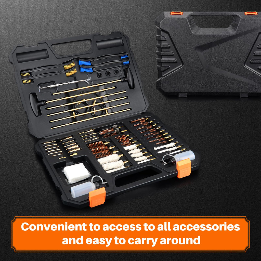 BOOSTEADY Pro Gun Cleaning Kit Universal Gun Cleaning Kit Handgun Shotgun Cleaning Kit for All Guns with High-end Denser Brass Brushes, Mops, Jags, Reinforced Rods