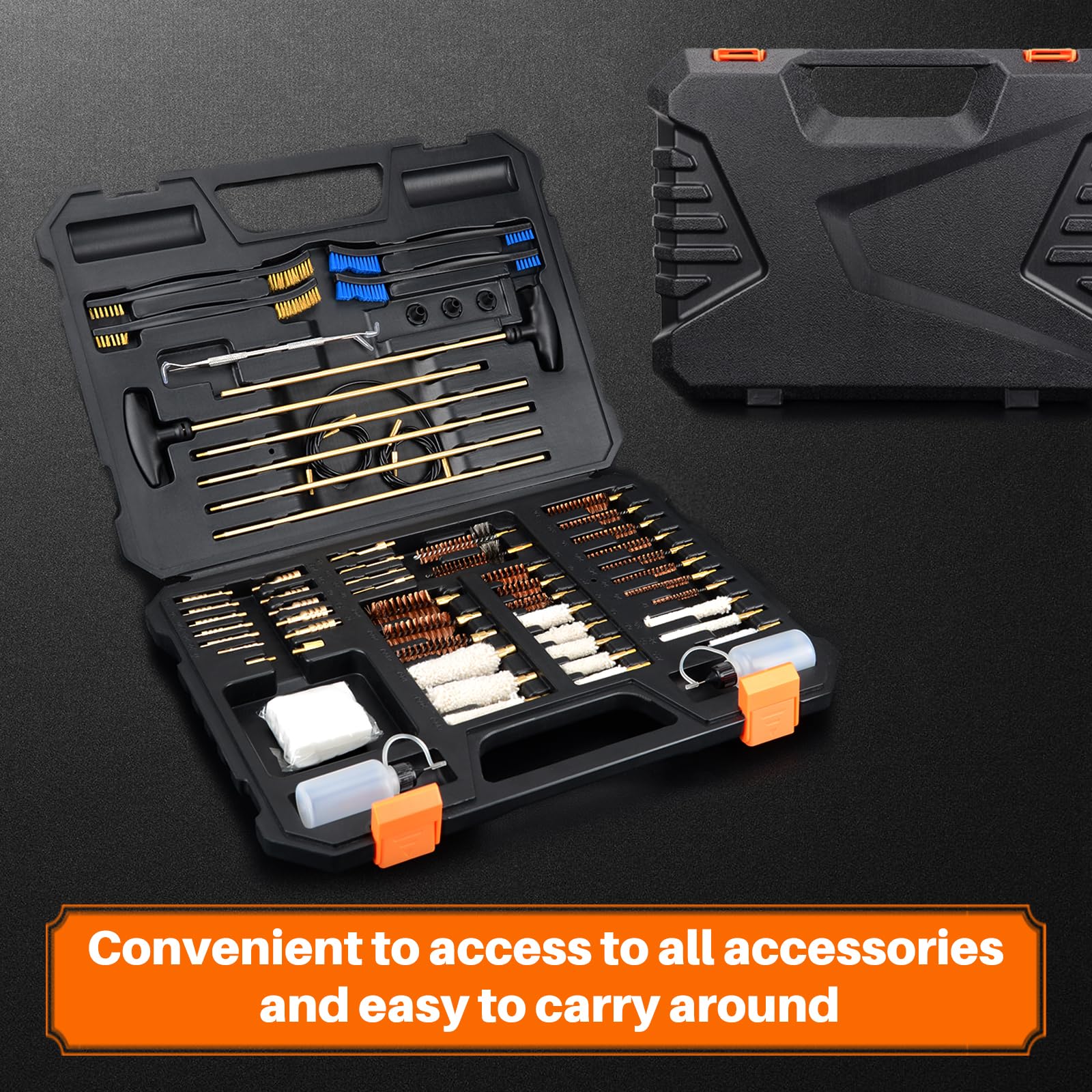BOOSTEADY Pro Gun Cleaning Kit Universal Gun Cleaning Kit Handgun Shotgun Cleaning Kit for All Guns with High-end Denser Brass Brushes, Mops, Jags, Reinforced Rods