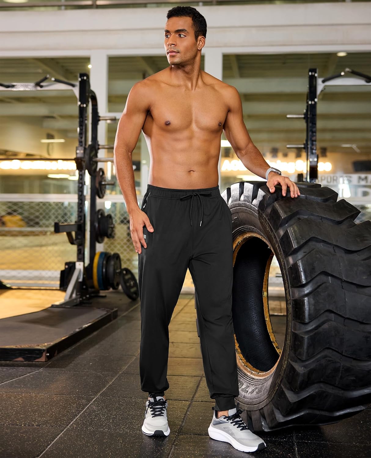 Skiennix Men's Joggers - Lightweight Athletic Sweatpants with Zipper Pockets for Gym & Hiking